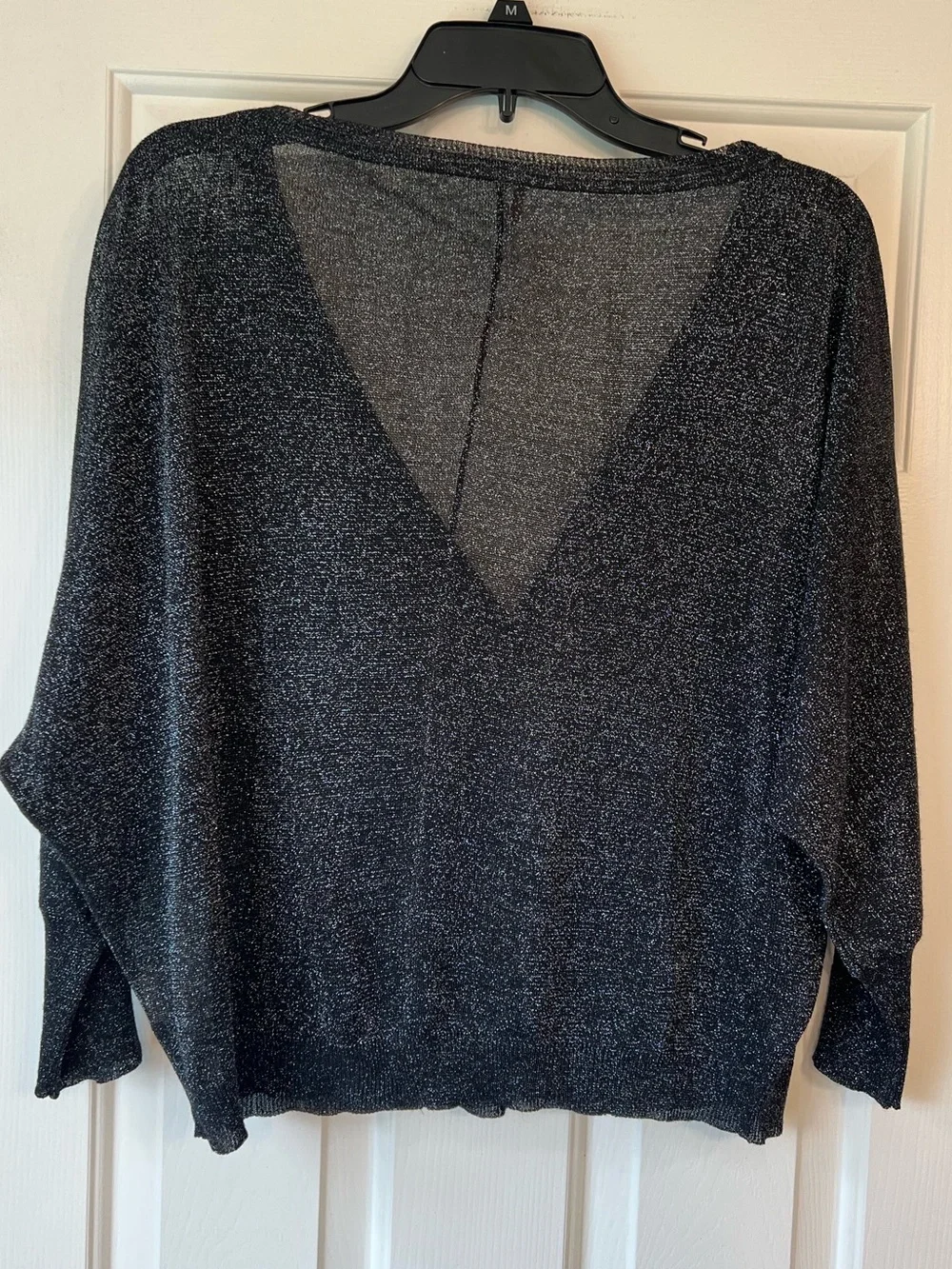 Free People Metallic Silver Black Slouchy Cardigan